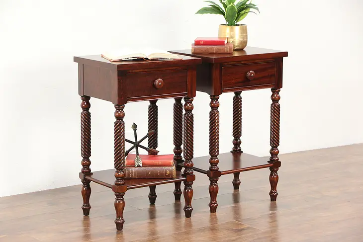 Pair of Traditional Vintage Mahogany Nightstands Signed Drexel Federal House