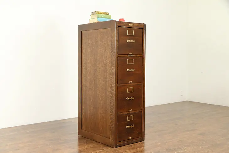 Library Bureau Antique Oak 4 Drawer File Cabinet #31008