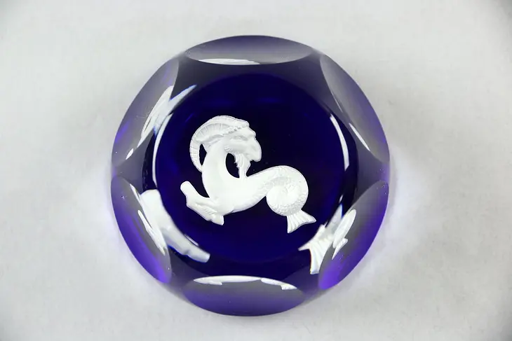 Baccarat France Sulphide Paperweight, Capricorn