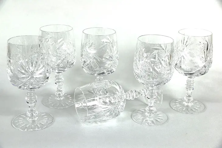 Colwein by Kristall Neubert Set of 6 Cut Crystal Wine or Water Goblets 6 1/2"