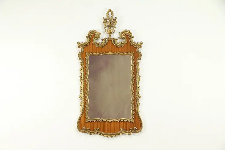 Vintage Carved Mahogany & Gold Wall Mirror, Italy B #30916