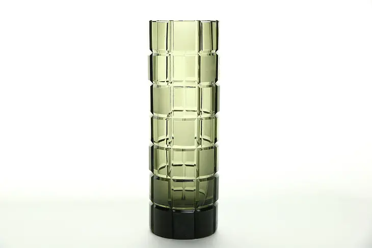 Vase signed Rosenthal of Germany, Blown & Cut Smoke Crystal