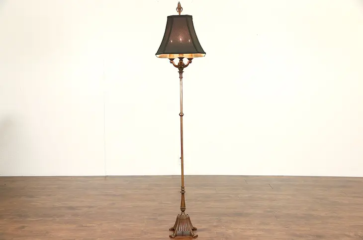 Rembrandt 1920's Antique Burnished Copper Floor Lamp, New Shade