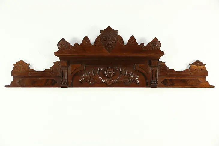 Victorian Renaissance 1875 Antique Architectural Salvage Carved Walnut Crest