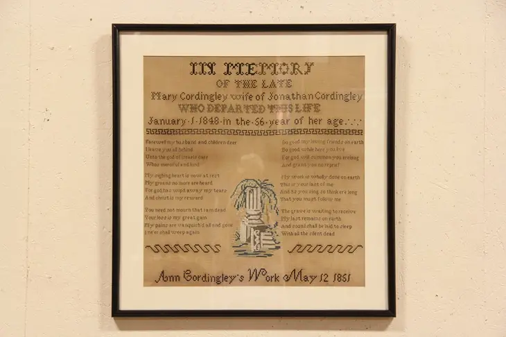 In Memory of Mother Cross Stitch & Needlepoint 1851 Sampler
