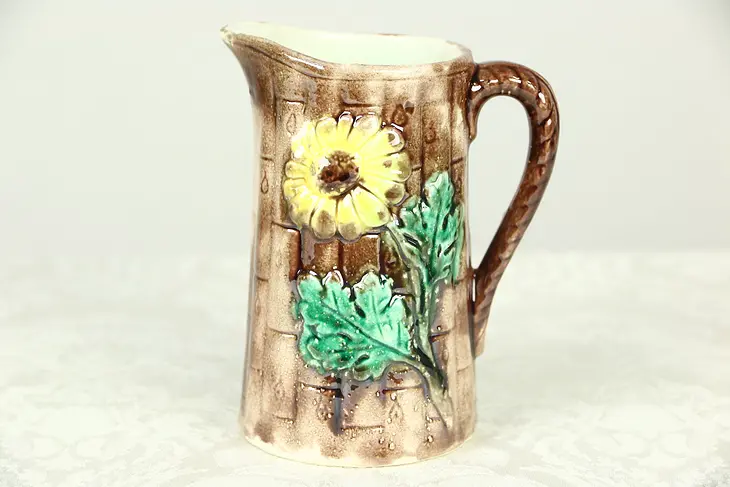 Majolica Daisy Pitcher, Hand Painted