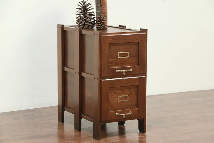 Arts & Crafts Antique Oak 2 Drawer File or Craftsman Filing Cabinet
