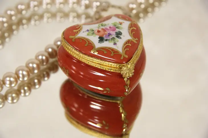 Heart Shaped Porcelain Hand Painted Box Limoges, France