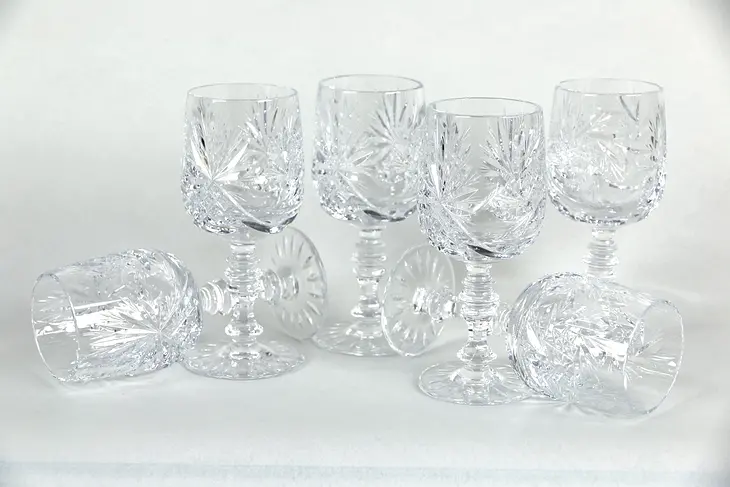 Colwein by Kristall Neubert Set of 6 Cut Crystal Water or Wine Goblets 5 3/4"
