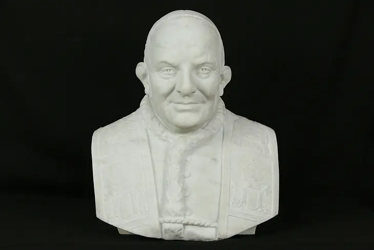Pope John  XXIII Sculpture, Hand Carved Marble Bust