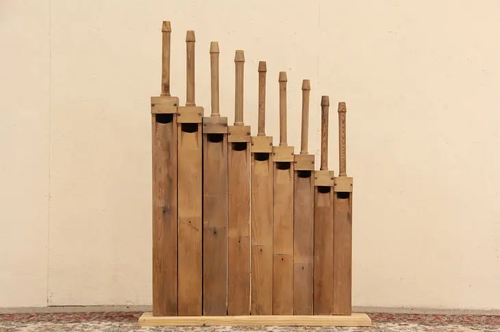 Rank of 9 Salvaged early 1900 Antique Organ Pipes