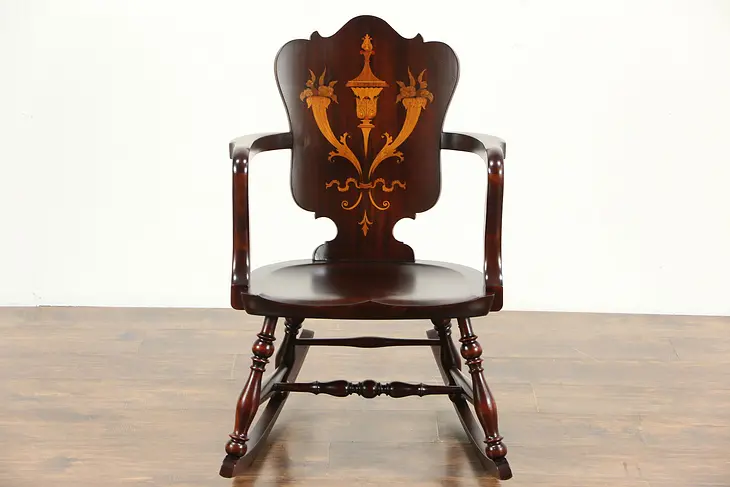 Rocker with Marquetry, 1900 Antique Rocking Chair