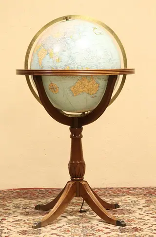Replogle 20" Vintage World Globe, Lighted Cherry Stand