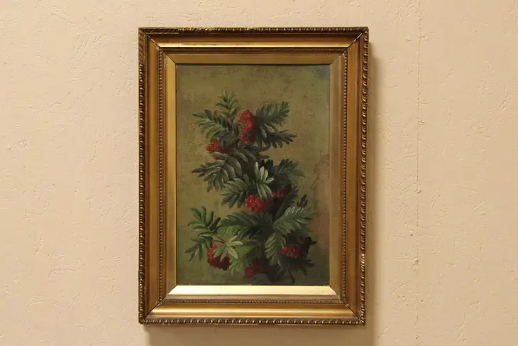 Still Life of Currant Berries, 1890 Original Oil Painting