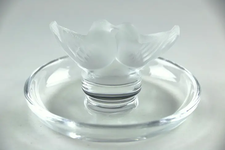 Lalique France Crystal Kissing Birds Ring Tray