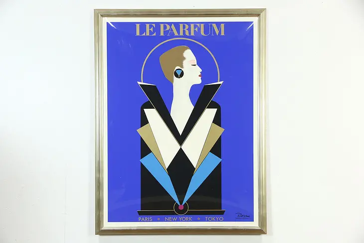 Le Parfume Poster signed Razzia Clandestin for Guy Laroche Perfume, Custom Frame