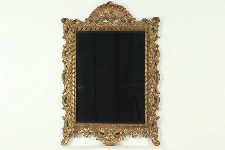 Baroque Style Beveled Mirror, Burnished Bronze Finish #28623