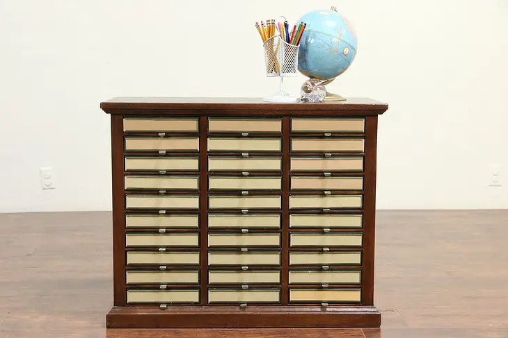 Oak Vintage Craft, Letter or Paper File Organizer, 30 Fitted Drawers #29236