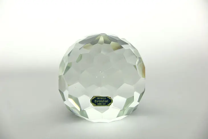 Signed "Imported Crystal" Faceted Spherical Paperweight