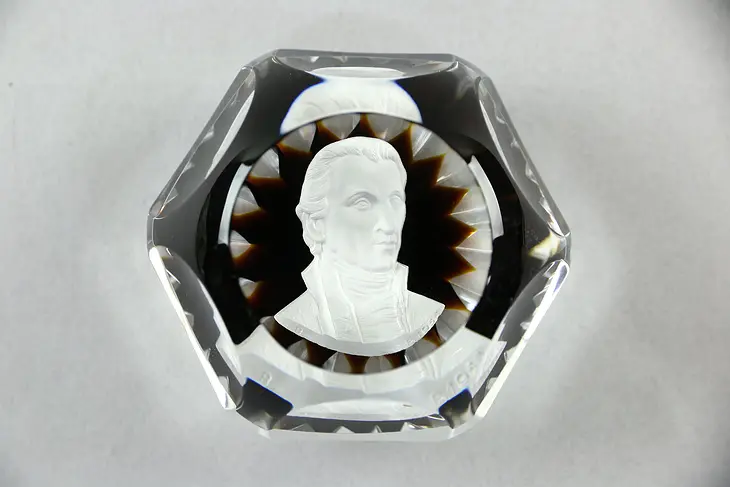 Baccarat France Sulphide Paperweight, George Washington