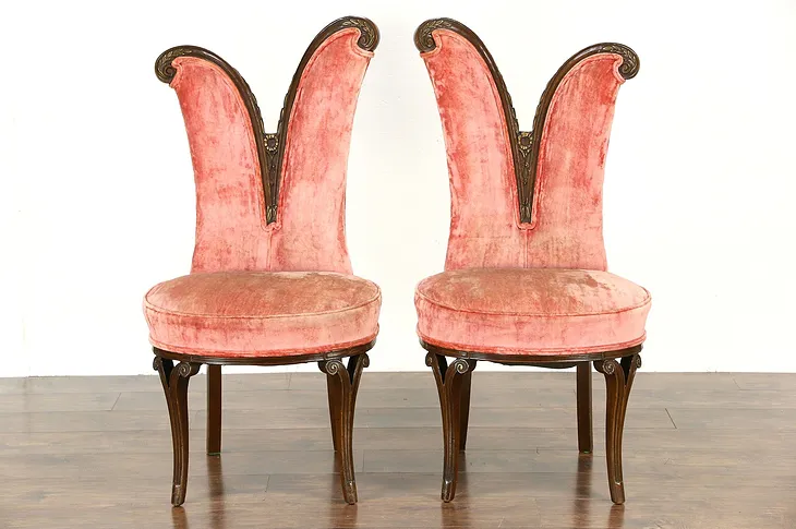 Pair Hollywood Regency 1950 Vintage Accent Chairs, All Original