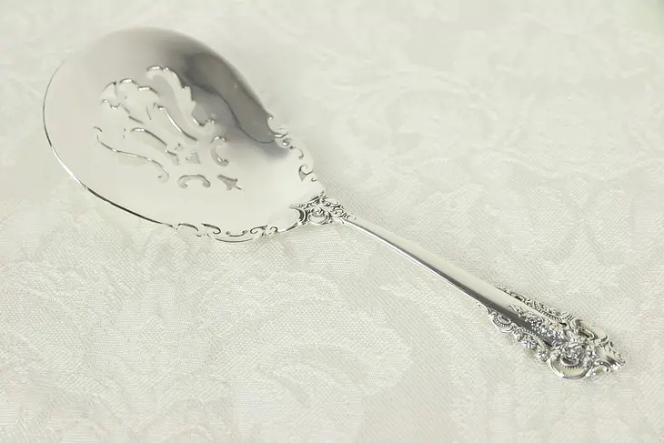 Grand Baroque Wallace Sterling Silver Pierced 5 1/2" Serving Spoon #30271