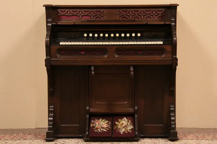 1890 Antique Eastlake Walnut Pump or Reed Organ