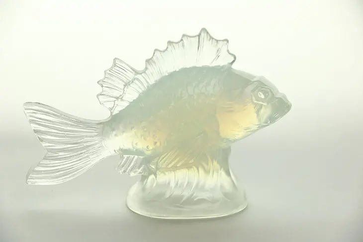 Fish Opalescent Glass Sculpture, Signed Verlys France