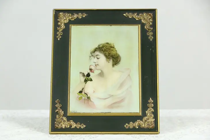 Roses Portrait on Easel, Signed ML & Co., NY, C. 1901
