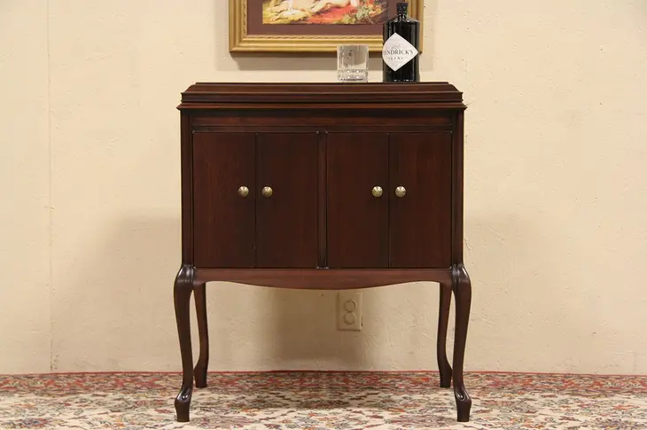 Mahogany 1920 Victrola Case, Fitted as Bar Cabinet