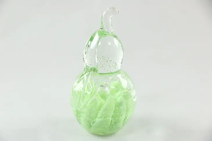 St. Clair Signed Pear Shape Blown Glass Paperweight with Bubbles