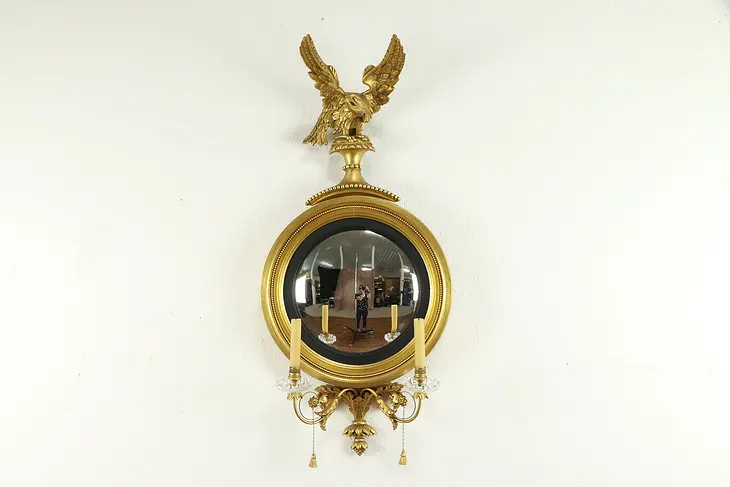 Gold Eagle Federal Style Convex Mirror Colonial Williamsburg Signed NY #31139