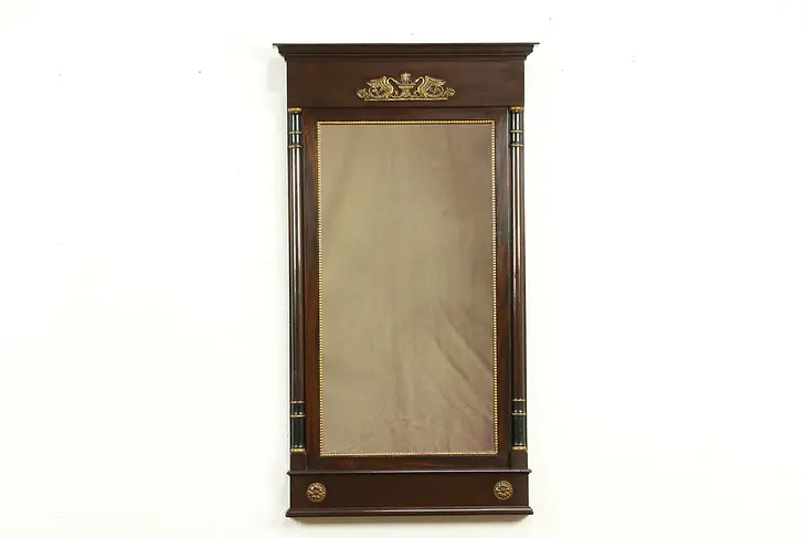 Kittinger Antique Classical Mahogany Mirror, Bronze Swans #32761