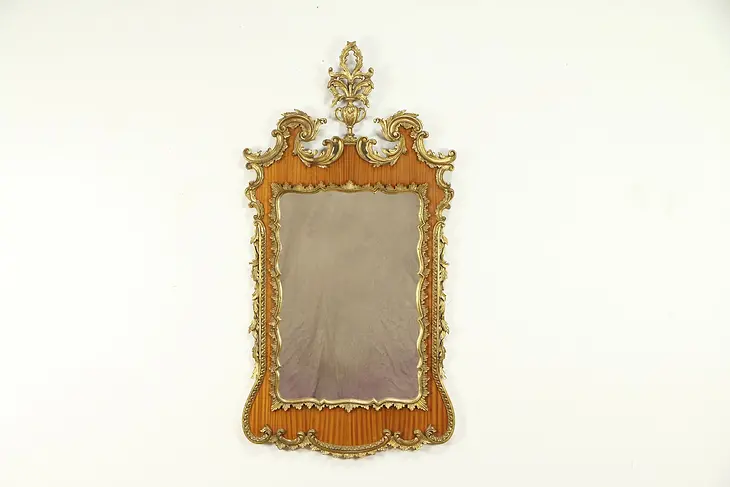 Vintage Carved Mahogany & Gold Wall Mirror, Italy A #30917