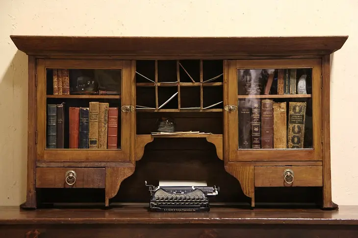 Salvage Countertop 1870 Antique Pine Hotel Mailbox & Ledger Bookcase