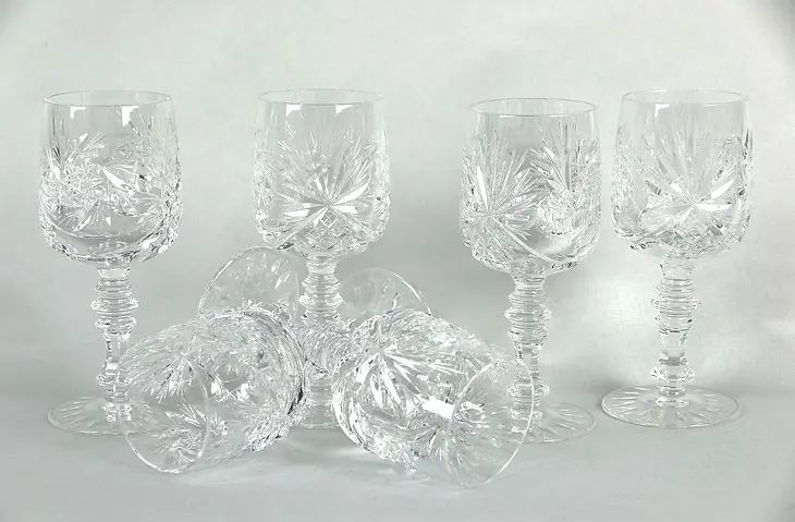 Colwein by Kristall Neubert Set of 6 Cut Crystal Water or Wine Goblets 6" Tall