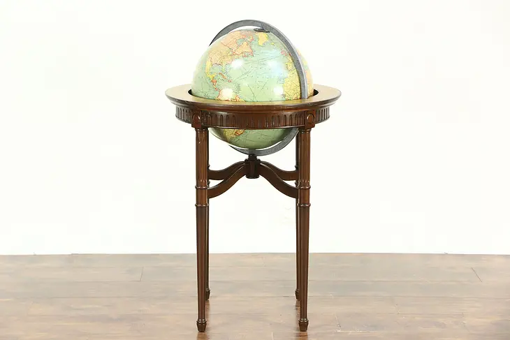 Library Globe of the World, 1920 Anitique, Signed "Replogle Chicago"