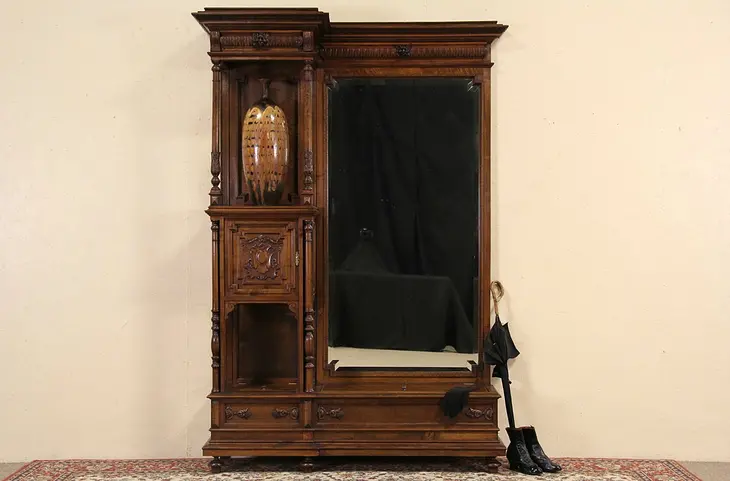 Hall, Foyer or Dressing Mirror, Carved 1890's Italian Antique