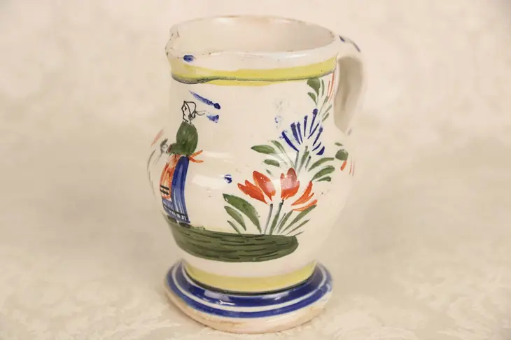 Henriot Quimper Signed Cream Pitcher, Hand Painted Brittany, France