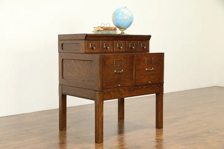 Oak Quarter Sawn Antique Stacking 7 Drawer File Cabinet, Amberg #32117