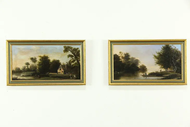 Victorian Pair of Antique English Landscape Paintings #33145