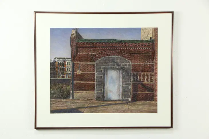 Old Brick Wall in the City, Original Pastel Painting, Signed Neff #33331