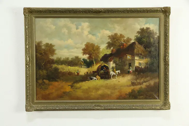 Swan Inn Original Oil Painting with Wagon, G. L. Cameron #33350