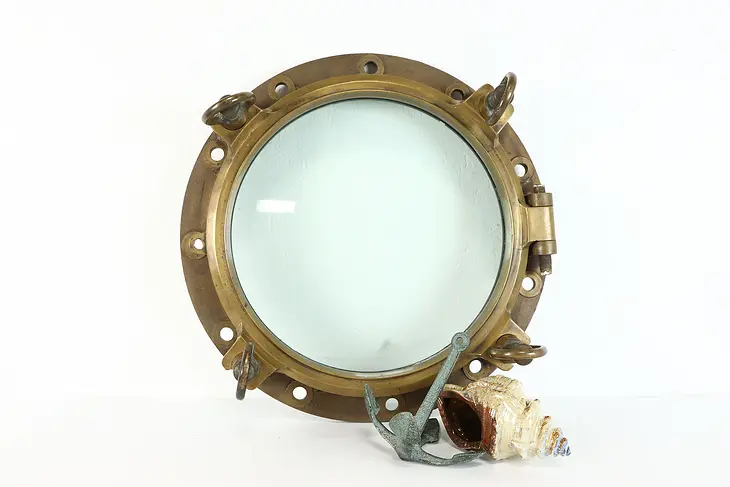 Nautical Salvage Brass Porthole Window 22"  #33697