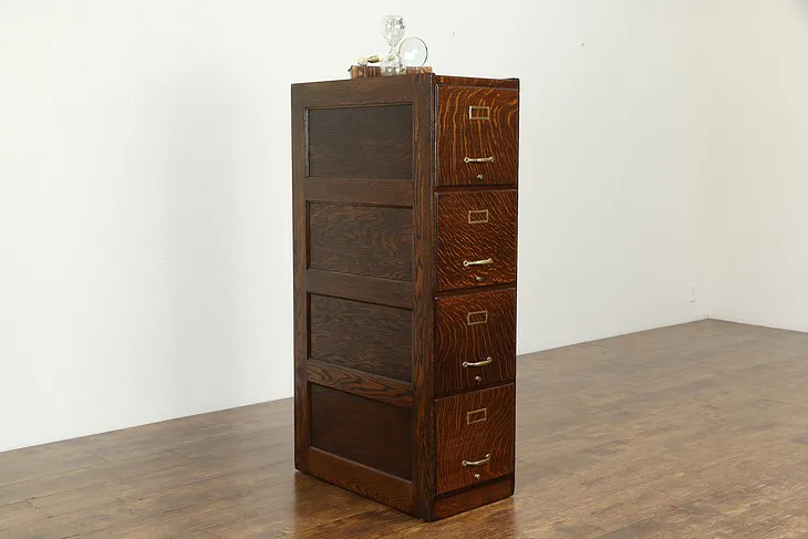 Oak Antique 4 Drawer Weis Office File Cabinet  #34278