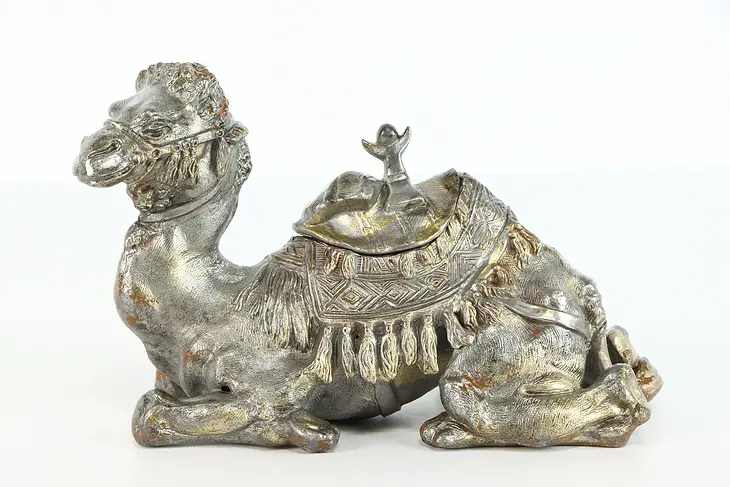 Seated Camel Antique Gold Plated Sculpture Writing Inkwell #38871