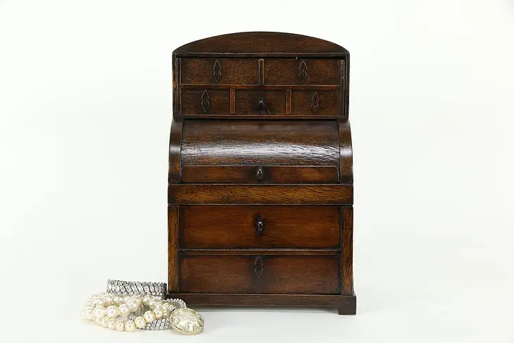 Jewelry Chest in the form of a Vintage Miniature Roll Top Desk #34189