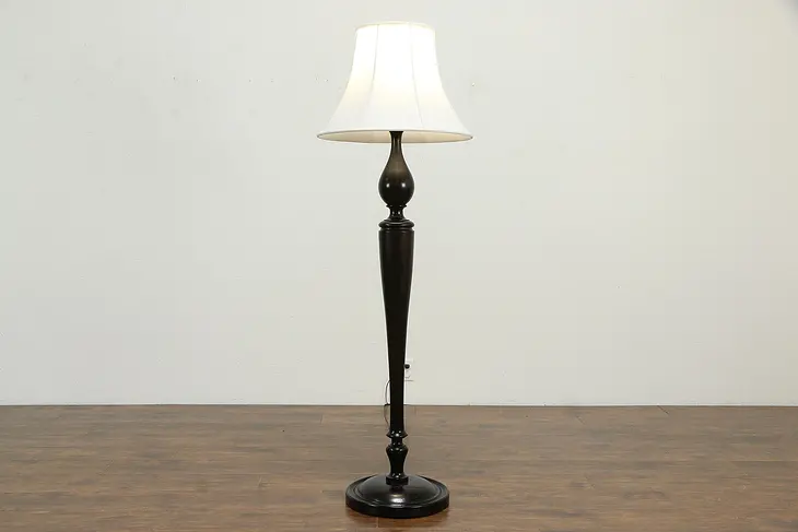 Mahogany Antique 1920 Floor Lamp, Double Sockets #34176