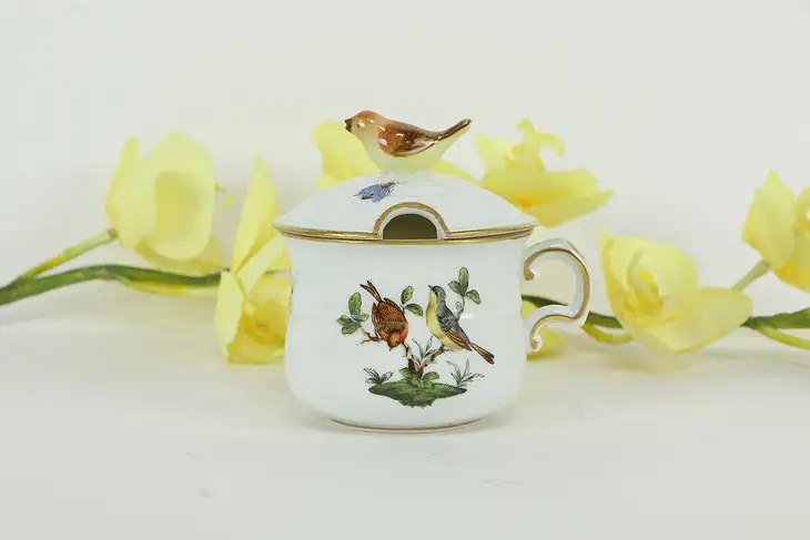 Herend Rothschild Bird Covered Cup with Bird on the Lid  #34672