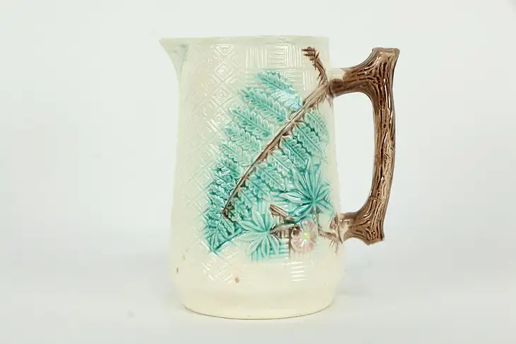 Victorian Style Majolica Hand Painted Pitcher #35263